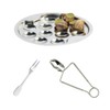 Service 3 Pieces a Snail Plates Tongs and Fork