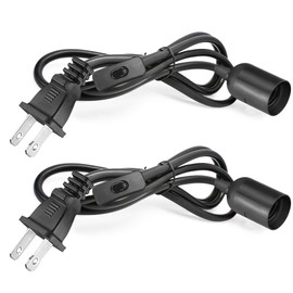 Jimosoon Hanging Light Bulb Socket with Cord - 10Ft Plug in Light Socket E26/E27 Extension Lantern Cable with On/Off Switch, UL Pendant lamp Cord, Black, 2 Pack