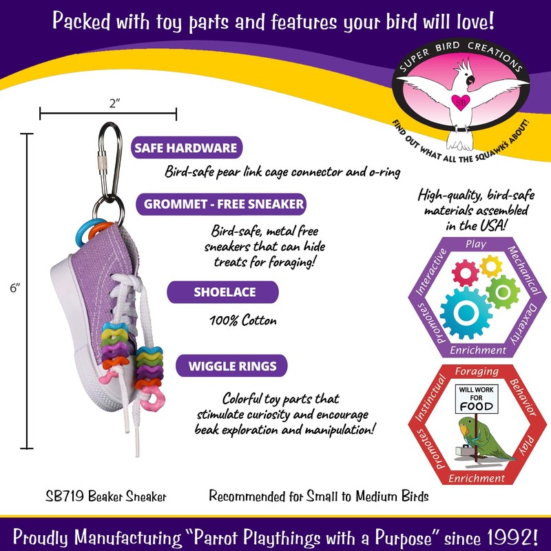 Super Bird Creations SB719 Beaker Sneaker Bird Toy for Parrotlets,