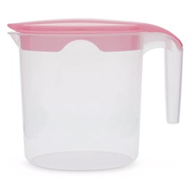 1 Liter Plastic Water Jug with Lid Milk Juices Drinks Fridge Jug Ideal for Everyday Use Indoor Outdoor Party (Pink)