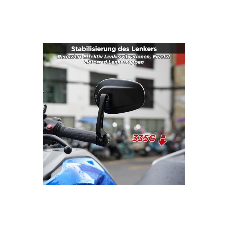 evermotor Motorcycle Handlebar End Mirrors E-Approved E24 360° Adjustable M6