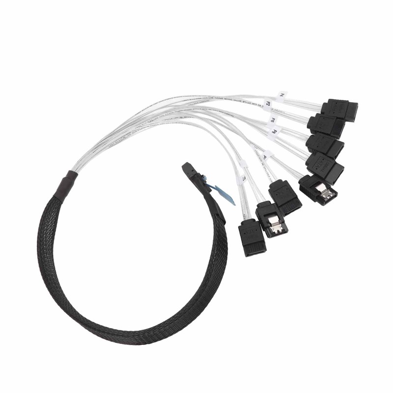 MCIO 8i to 8xSATA3.0 Cable 19.7 Inch Silver Plated OFC