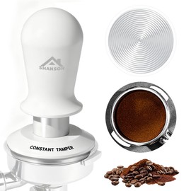 ShanSon 53mm Espresso Tamper,Coffee Accessories,Triple Spring 30lb Constant Pressure, Audible Click Sound Feedback, Stainless Steel Ripple Base,Anodized Aluminum Handle,Tamper Tool Espresso