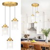 TENGXIN Pendant Lights,3-Light Brushed Gold Pendant Light for Kitchen Island,Hanging