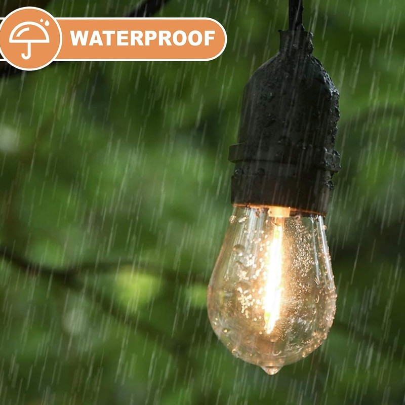 Visther 48-Pack LED Outdoor String Light Bulbs, Waterproof S14 Replacement
