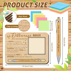 20 Set Difference Maker 2026 Graduation Appreciation Gifts Bulk for Employee Coworkers Wooden Sticky Note Holder Set Thank You Gifts for Graduation Teachers Nurse Friends