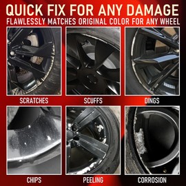 Gloss Black Rim Touch Up Paint, Rim Paint for Curb Rash & Scratch, Car Wheel Scratch Repair Kit for Alloy, Enamel, Metal, Universal Black Automotive Touch Up Paint Pen (1 fl oz)