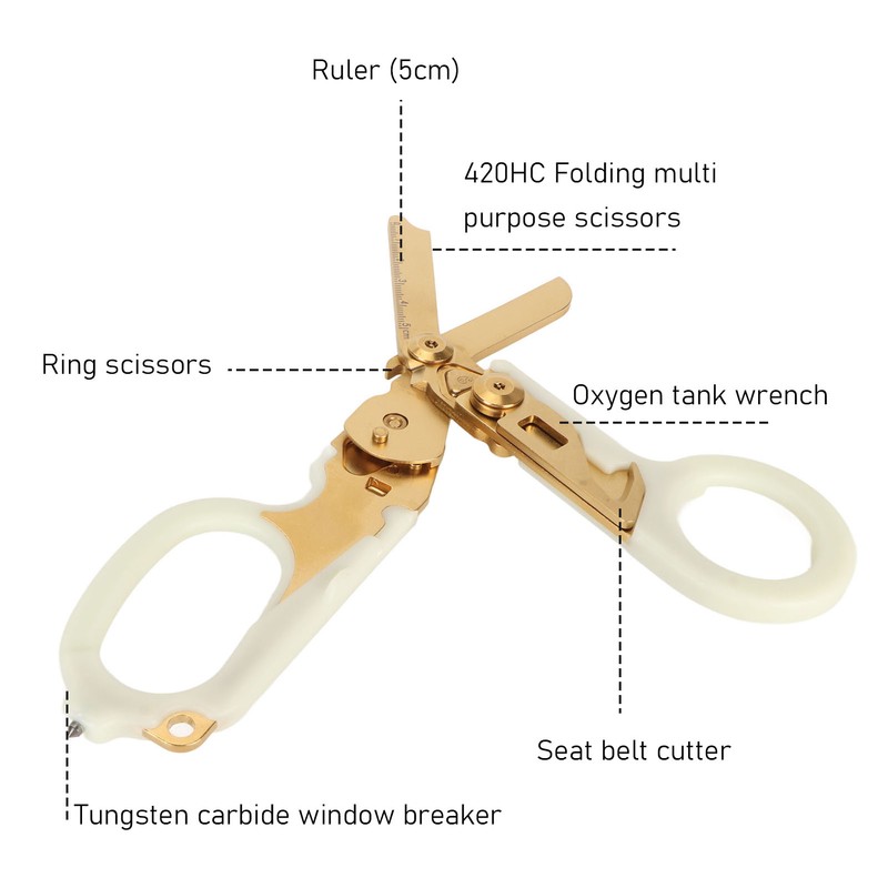 Emergency Response Shears with Glass Breaker Stainless Steel Plastic Luminous