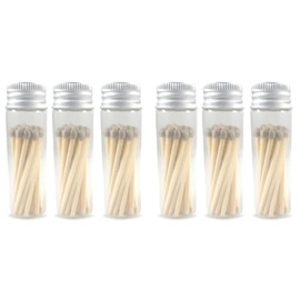 River Birch Matches in Jar with Striker - Decorative Home Matches with Glass Match Holder - Wooden Match Sticks - Set of 6 Jars with Safety Matches - Gray Tip, 2 Inches, 120 Matches