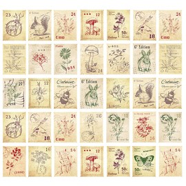 moin moin 2111sl108 Sticker, 92 Piece Set, Forest Post Office, Stamp, Animal Rabbit, Antique, Retro, Realistic, Planner, Notebook, Album, Decoration, Letter, Calendar (This is not a stamp)