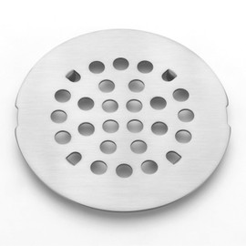 Snap-in Shower Drain Cover 4-1/4 inch Shower Strainer Grid Round (1, Brushed Nickel)