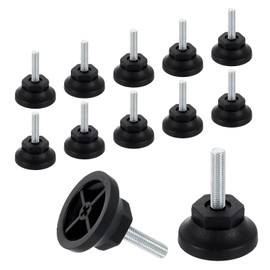 uxcell 12Pcs M6 Thread Furniture Feet Levelers, 15x9mm Adjustable Leveling Table Feet, Screw on Furniture Glide Leveling for Chair Stool Legs, Black