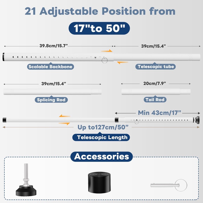 Abiglifty Sliding Door Security Bar, 17-50 Inch Adjustable Heavy Duty