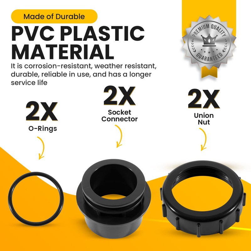 2 Pack 270100 Black Pool Valve Adaptor Replacement Kit Fit