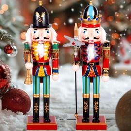 NEMMXUB 2 x 30 cm Nutcracker Figures Wooden Nutcracker Soldiers, Traditional Christmas Nutcracker Figures Decoration, Nutcracker Figure Large for Home Christmas Decoration Christmas Decoration