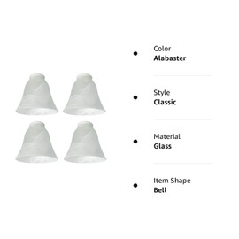 4 Pack Ceiling Fan Light Covers, Transitional Style Replacement Bell Shaped Glass Shade Ceiling Fan Replacement Globes (Alabaster, 4-3/4'')