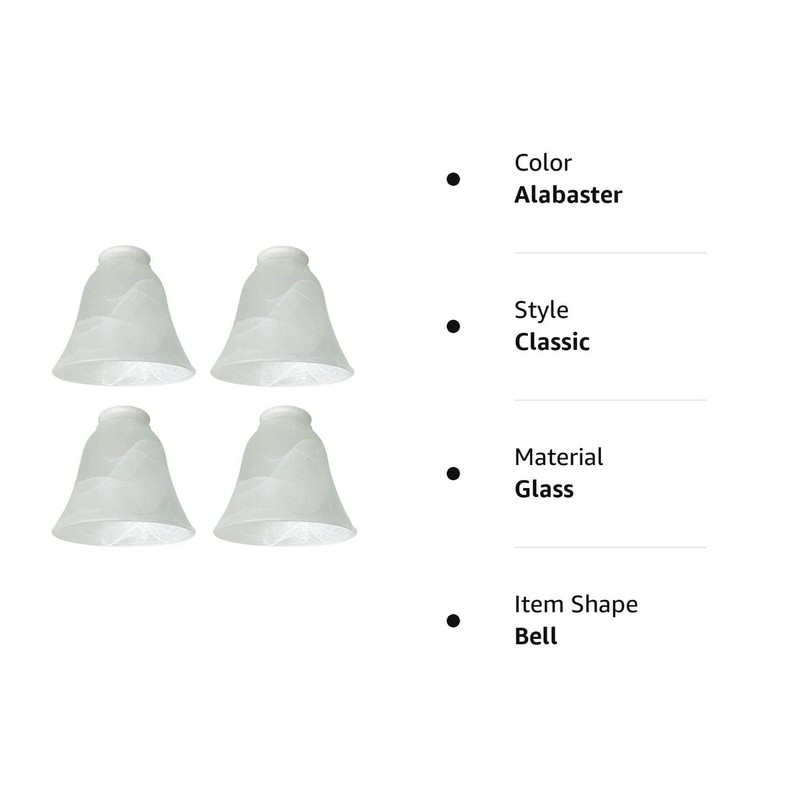 4 Pack Ceiling Fan Light Covers, Transitional Style Replacement Bell