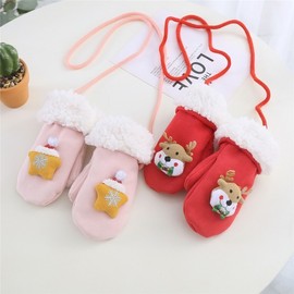 Kids' Christmas Mittens - Autumn/Winter Gloves for Boys & Girls (LF1545, One Size, Ages 1-7) Strawberry Yellow 4ea