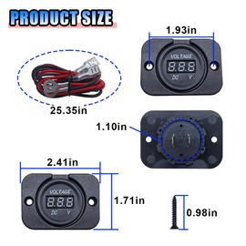 BDZMC Car Battery Voltage Meter, DC 12V 24V Waterproof Battery Monitor, LED Digital Display Voltage Tester Gauge Meter with Terminal, Round Panel Voltage Gauge for Car UTV ATV Boat (Green)