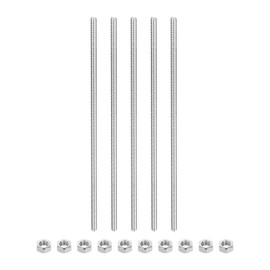 QUARKZMAN Set of 5 Threaded Rods M6 x 100 mm with 4 Hex Nuts Set, Threaded Rod Stainless Steel Fully Threaded Rod Set Screw for Furniture Machines Mounting Kit