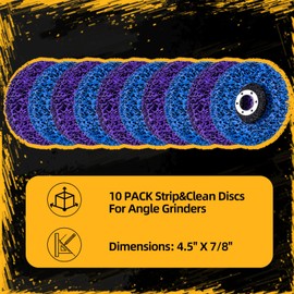 10 Pack Strip Discs Stripping Wheel 4.5 inch for Angle Grinder Clean and Remove Paint Coating Rust Welds Oxidation (4-1/2" x 7/8")