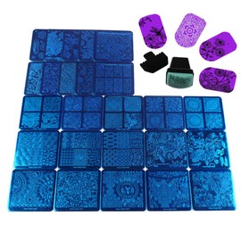 FingerAngel Mix 25Pcs Nail Art Stamping Template Full Cover Nail Template Manicure Print DIY Image Plate with Stamper Kit(A21-45)