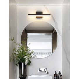 Joossnwell LED Vanity Light Matte Black Modern Bathroom Vanity Light Fixtures Wall Mount Bath Lights for Mirror Bar Lights Warm Light 14W 15.74 Inch Long 3000K