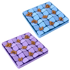 2 Pack Silicone Snuffle Mat for Dogs, Dog Slow Feeder Lick Mat with Suction Cups, No Hurt for Dog's Nose for Smell Training and Slow Eating (Blue & Purple)