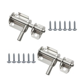 KKLM Round Bar Latch Stainless Steel Round Bar Latch Set of 2 Sliding Latch Lock Anti-Theft Latches with Screws for Door Furniture Interior Locking System