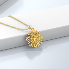 Reaii Natural Citrine Wacky Sun Pendant Necklace for Women 925 Sterling Silver Genuine Citrine Jewelry Gifts