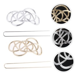 VICASKY Elegant Bun Pins for Women Set of 2 Retro Hairpin Bun Holder Clip Geometric Hair Cuff Vintage Bun Holder Hair Accessories