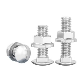 BACSHBY 20 pcs Coach Bolts,M6x20mm Cup Square Carriage Nuts and Bolts,Carbon Steel Coach Screws with Flange Hexagon Nuts