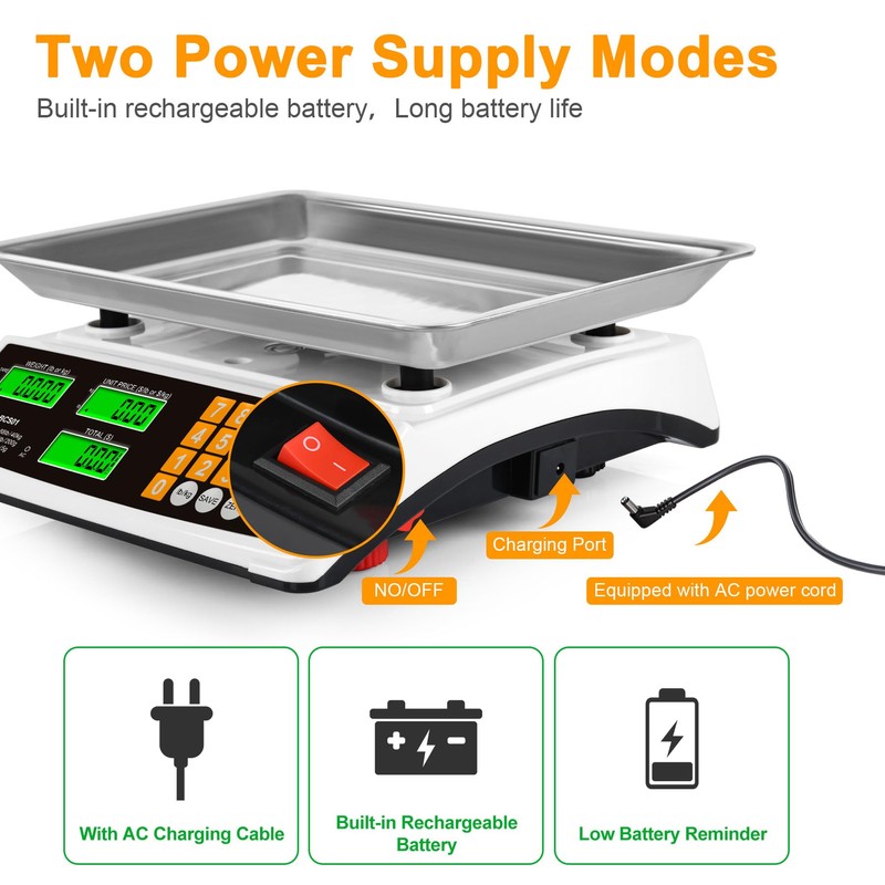 Price Computing Scale 88lb/40kg Commercial Food Scale for Produce Meat