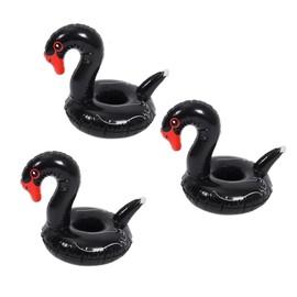 DIKIMO Inflatable Drink Holder, 3 Pcs Cup Pool Drink Holder Floating for Summer Pool Party (Black Swan)