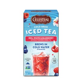 Celestial Seasonings Cold Brew Iced Tea, Red, White & Blueberry, Caffeine Free, 18 Tea Bags (Pack of 6)