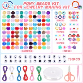 AMDBHC Pony Beads for Bracelets Making 5 Boxes 4500 Pcs Bracelet Making Kit with Letter Beads Flower Beads Charms Beads Friendship Bracelet Kit for Jewelry Making DIY Crafts Girls Adults（120 Colors）