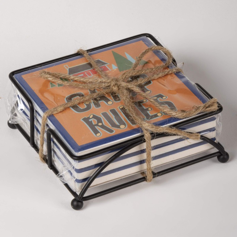 Primitives by Kathy LOL Stone Coasters, Set of 4, Camp