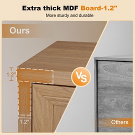 KOLIGEY Buffet Cabinet Sideboard Pantry Kitchen Cabinet with Extra Thick MDF Panel Frame, Credenza Cabinet for Kitchen Living Room Entryway, Natural Walnut (2 Doors)