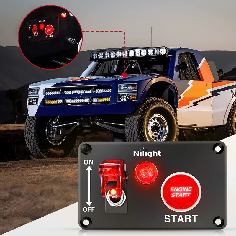 Nilight Ignition Switch Panel 12V 2 in 1 Rocker with