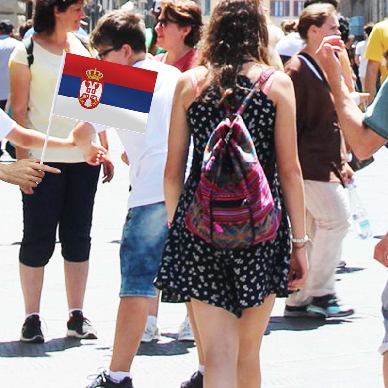 Serbia Handheld Small Flag Set,10 PCS 5×8 Inch Mini Serbians