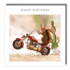 Tracks Publishing General Male/Female Funny Birthday Card - Squirrel Riding Motorbike - Eco-Friendly & Recyclable - Made in the UK