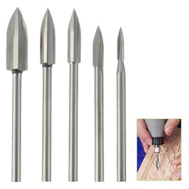 EPLZON Wood Carving Tools for Rotary HSS Tool 1/8” Shank Universal Tool For DIY Carving Drilling Micro Sculpture Wood Crafts Grinding(Pack of 5pcs)