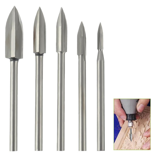 EPLZON Wood Carving Tools for Rotary HSS Tool 1/8” Shank