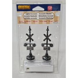 Lemax Railroad Crossings Lighted Accessory Black & White 2003 Set of 2