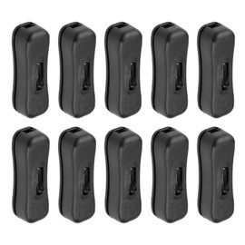 Rebower Push Button Switch Inline Cord Push Switch AC 250V 2A Rocker Control for Desk Light 60x19mm Black Pack of 10