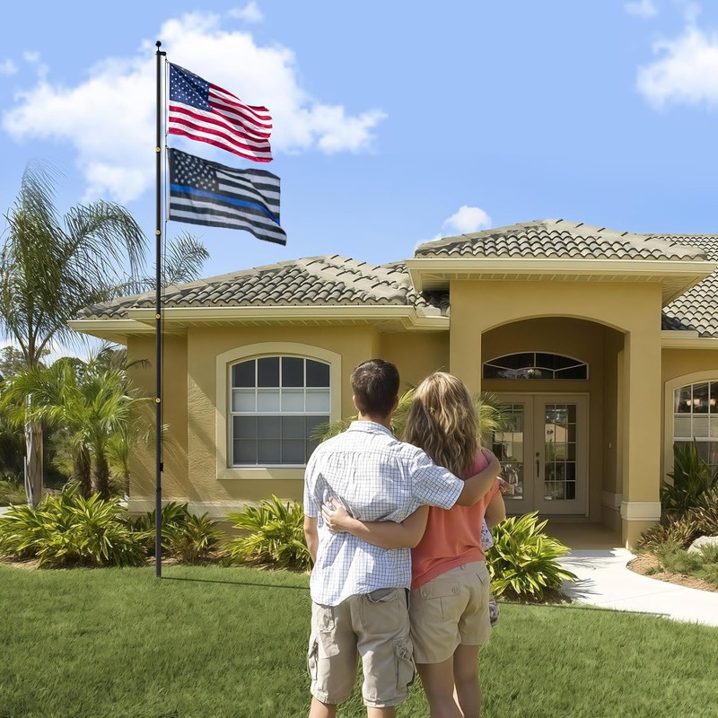25FT Heavy Duty Flag Pole,14-Gauge Aluminum,Resist Strong Wind Reinforcement Ring