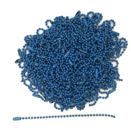 Made in USA - Steel Ball Chains - Blue - 100-Pack - 4.5 Inch with Connector #3, 2.4 MM Ball - for Key Chains, Tags, Craft Projects, Etc.