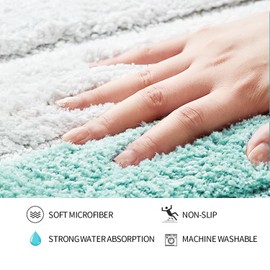 SiliPacks Bathroom Rugs 18"x47" Non-Slip Microfiber Carpet, Machine Washable Quick Dry Bath Mats for Bathroom, Bedroom and Kithchen-Turquoise