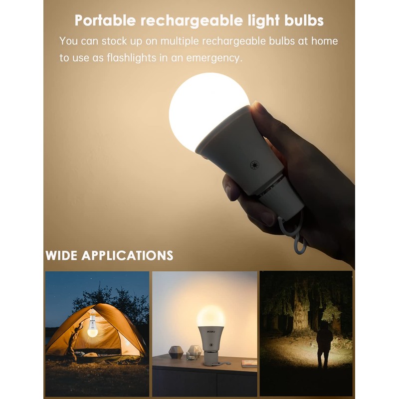 Rechargeable Light Bulbs LED Battery Backup Light Bulb with Remote
