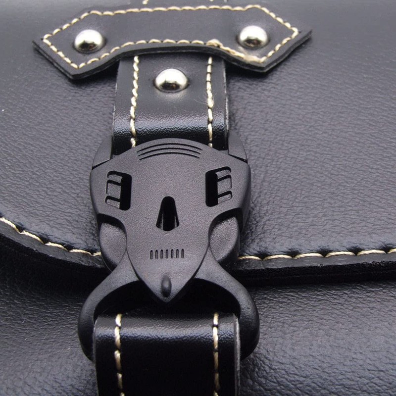 RILOER Motorcycle Saddle Bags Black Leather Storage Box Side Pockets